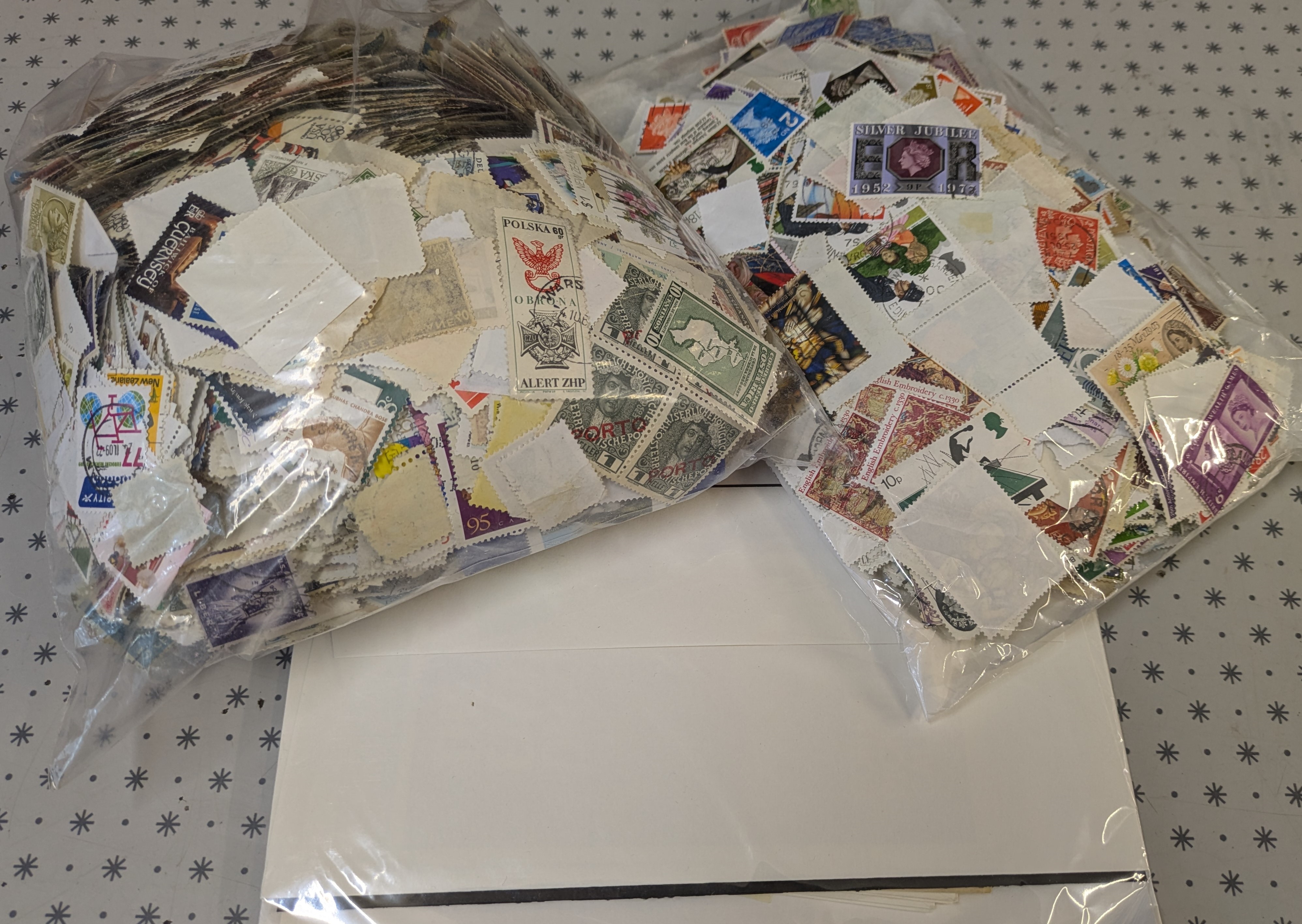 big bags of stamps